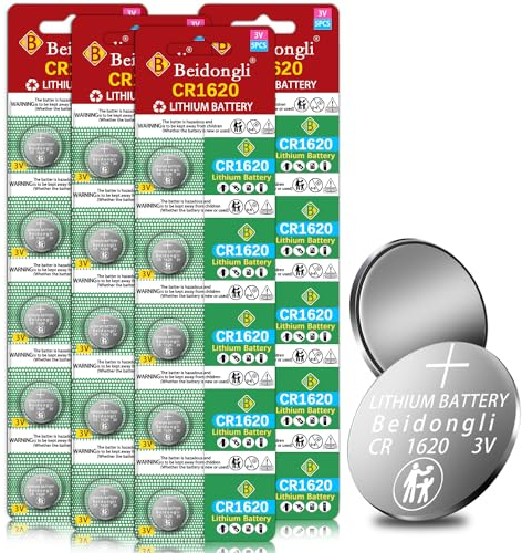 CR1620 3V Lithium Knopfzelle Betterie CR 1620 Batterien 20 Stück [5 Jahren Garantie] (CR1620-4-20)