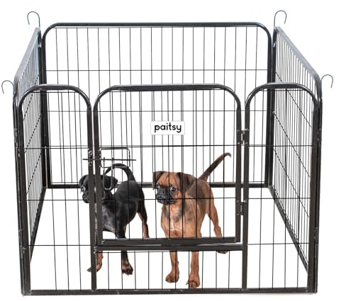 PAITSY Parc Enclos pour Chien Chiot et Lapin GARDEO80x60x4, 4 Panneaux 80X60cm, 0,64M2, modulable, intérieur et extérieur, Pliable, Garantie 5 Ans
