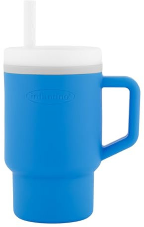 Infantino My 1st Tumbler – Süßer Minibecher mit Auslaufsicherem Strohhalm und Kleinkindfreundlichem Griff, Fördert das Trinken, Leicht zu Reinigen, 255 ml, Ocean