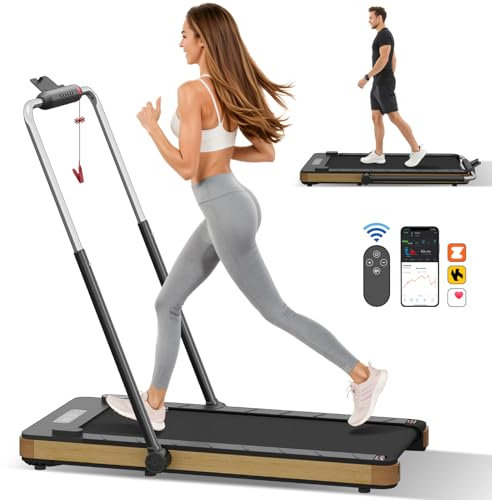 JUMMICO Laufband für Zuhause mit Höhenverstellbare Armlehnen und APP Control,Laufband Klappbar mit Breiterer Laufgürtel 42 cm,Laufband 1-12 Km/h