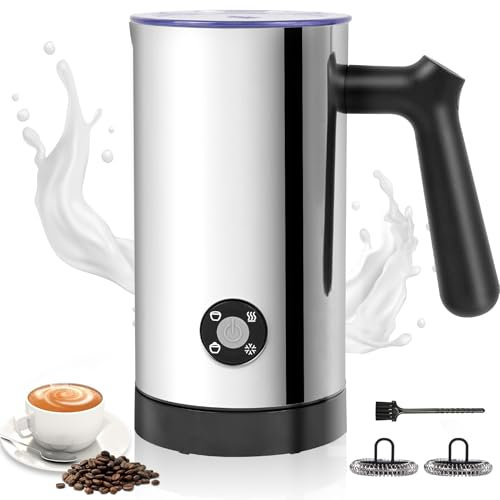Casimhu 4 en 1 Espumador de Leche Eléctrico y Calentador de Leche, Creador de Espuma Caliente y Fría, Calienta Leche de Acero Inoxidable, Espumador Leche Eléctrico para Café, Latte, Capuchino (300ML)
