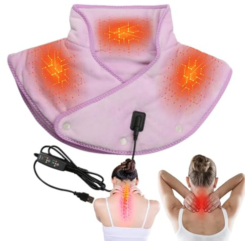 Nybhyjka Termoforo Cervicale E Spalle, Cuscino Cervicale Termico,Termoforo Per Cervicale E Spalle Tessuto Anallergico,Cuscino Riscaldante Per Collo E Spalle, Mantella Riscaldante 3 Temperature,