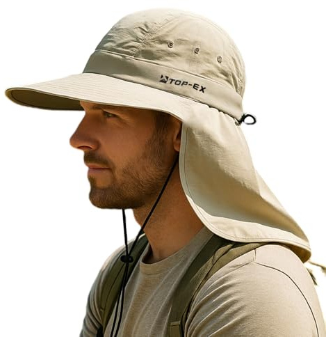 TOP-EX Cooling Sun Hat for Men, UPF 50+, Wide Brim and Neck Flap | Contact-cooling, breathable and packable with brim and neck flap – for walking, beach days, hiking, gardening and travel.