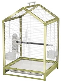 Confortable Cage à Oiseaux en métal à Un Seul Niveau, Cage décorative for perroquets et canaris, Cage Domestique, Couleur métallique Pratique