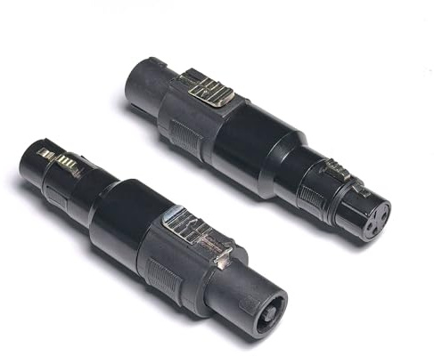 WJSTN Speakon till 3-polig XLR-adapter, svart, professionell kontakt, 2-pack, för PA-system, DJ-utrustning, förstärkare, blandningskonsoler (högtalare hane till XLR hona)