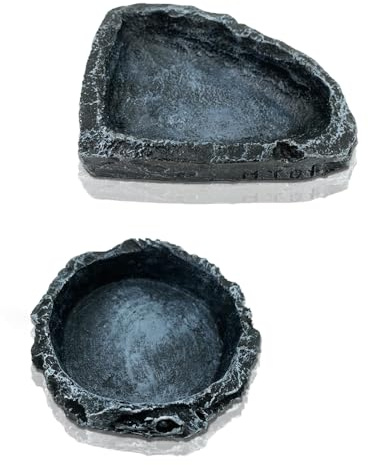 MUYYIKA Cuenco de agua para terrario, accesorios para reptiles, cuenco para comida, terrario, cuenco de agua, accesorio para serpiente, tortuga, gecko (redondo + cuadrado)