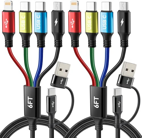 Minlu 4 in 2 Multi Charging Cable,USB C Charging Cords for Multiple Devices