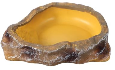 QUARKZMAN Ciotola Per Cibo Per Rettili Ciotola Per Alimentazione Rettili Angolare In Resina Resistente All'Acqua Per Vermi Per Alimentazione S (5 Pollici Giallo) Adatta.