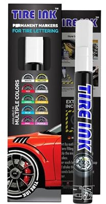 Tire Ink White Tire Paint Pen - Waterproof Permanent Paint pens for Car Wheels Lettering | Car Wash Safe and Durable | Made in Japan (Pack of 1)