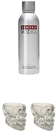 Danzka Vodka Red 0,7 Liter + Crystal Head Totenkopf aus Glas 1 Stück 29 ml + Crystal Head Totenkopf aus Glas 1 Stück 29 ml