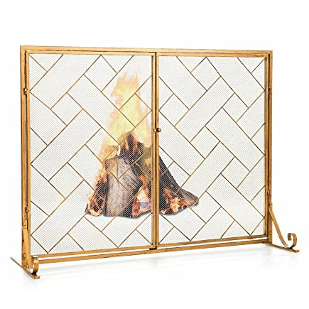 luckxuan Pare-feu Écran de cheminée à 2 Panneaux, barrière de sécurité à Double Porte Protection de Cheminée (Color : 01)