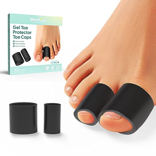 Welnove Toe Protectors – FSA/HSA Eligible 12-Pack Silicone Toe Sleeve Toe Covers for Hammer Toes, Corns, Calluses, Blisters – Soft Gel Protector Toe Cushions for Pain Relief (Multi-Size)