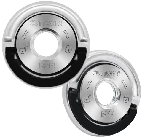RUNYU Lot de 2 écrous de serrage rapide pour meuleuse d'angle, écrou de serrage rapide M14 avec levier auto-bloquant, installation rapide, changement de disque abrasif, sans outils