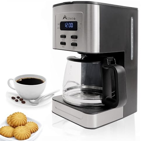 Alivio 1.3L Coffee Maker, Filter Coffee Machine with Timer, 12 Cup Programmable Drip Coffee Maker 900W (Black)
