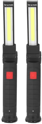 2-pack Ficklampor, Uppladdningsbar LED-arbetslampa med Magnetisk Bas, 360° Rotation och 180° Hopfällbar, för Bilmotorreparationer, Nödplatser