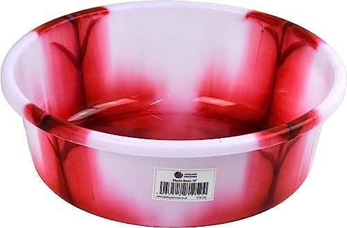 Round Plastic Basin Kitchen Bath Tub Household Wash Basin Water Storage Bowl Multipurpose Basin (Red 10)