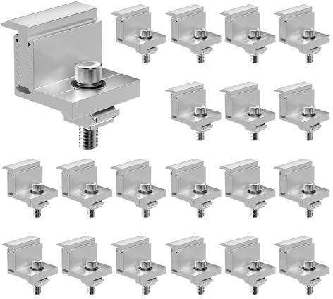 VEVOR Support de Panneau Solaire en Z, 20 PCS, Kit Pinces Bord de Fixation de Panneau Solaire Réglable 35-50 mm, Support de Montage en Aluminium Anodisé Léger, pour Camping-car, Bateaux, Murs, Toits