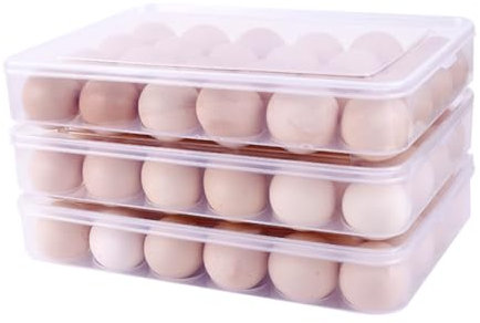 Alipis Porta Uova Frigorifero in Plastica Trasparente Impilabile Con Coperchio Contenitore Per 24 Uova Organizer Frigo Salvaspazio 12X8.6X2.3 Pollici Per Cucina Domestica