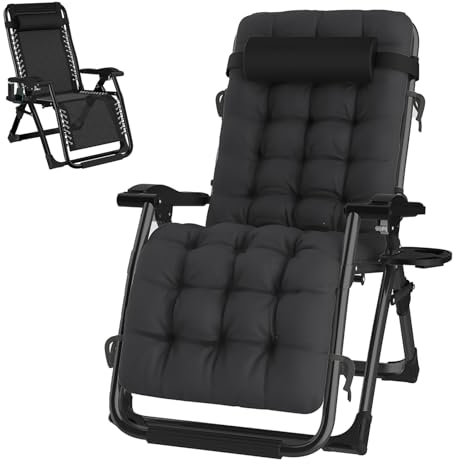 haiorjun Sonnenliege Liegestuhl Klappbar 200kg Belastbar Klappbare Gartenliege mit Abnehmbare Kissen und Auflage, Extra Breite 72 cm Relaxliege Garten Verstellbare Rückenlehne Balkonliege