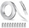 Hose Clamp Kit 5m/16.4ft, Worm Drive Pipes Hose Clamps, 304 Stainless Steel Hose Clips, Adjustable Hose Pipe Clips with 10 Fasteners, Adjustable Stainless Steel Large Hose Clips for Tube Fuel Line