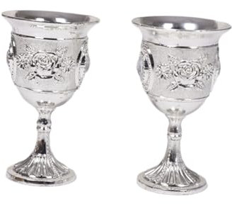 CRILSTYLEO Cáliz De Aleación De Zinc Con Diseño Inlay Copa De Vino Para Bar y Fiesta Vaso Irrompible De Blanco Plateado