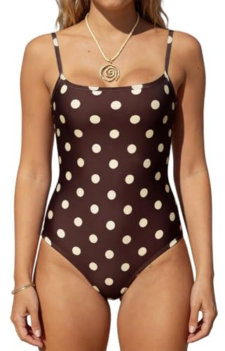 RUINIXCW Women's One Piece Swimsuits Tummy Control Monokini Bathing Suit Sexy Slimming Swimsuit Summer Beach Swim Suits (Dark Brown, S)