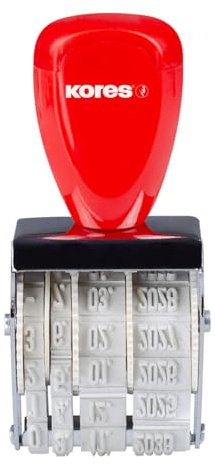 Kores Sello de fecha – Sello manual clásico – Altura de dígitos transparente de 4 mm – Día ajustable, mes (dígitos) y año – para oficina, administrativo y uso comercial – Paquete de 1