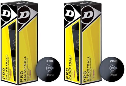 Dunlop Pro Racquetballs/Squash 57 Balls (3 Balls), Black (Pack of 2)