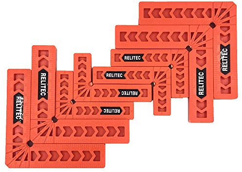 Relitec R 90 Degree Corner Clamp Clamping Squares Woodworking Tools Positioning Squares Right Angle Clamp Wood Clamps for Gluing Cabinets Picture Frames or Drawers Set of 8（3 4）
