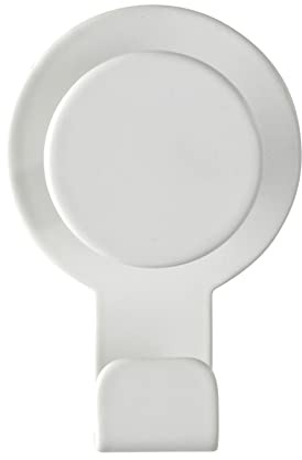 WENKO Crochet mural Blandas Blanc mat acier inox - Crochet adhésif sans percer de trous, porte-serviettes, Acier inoxydable, 5 x 7.5 x 2.5 cm, Blanc