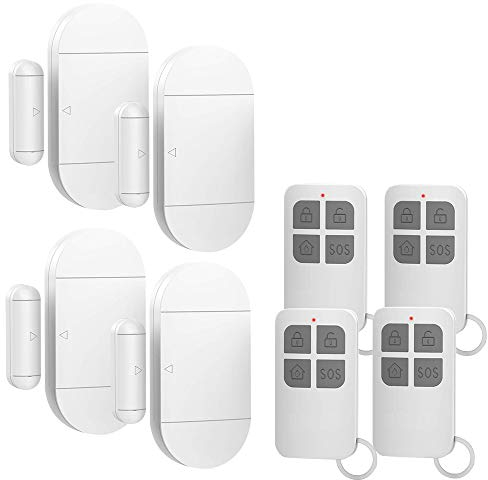 Shackcom 4pcs Allarme per Porte e Finestre 130dB,Con 4 Telecomandi,Wireless Magnetico Allarme Antifurto Sistema Sensori di Sicurezza Domestica con Batteria,per i Negozi di Home Office,door alarm