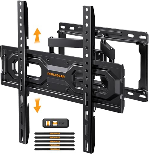 Perlegear Full Motion TV Wall Mount for 26-65 inch TVs, TV Bracket Supports Swivel Articulating Level Extension Tilt Arms, Max VESA 400x400mm up to 99lbs, 16 Wood Studs, PGMFK4