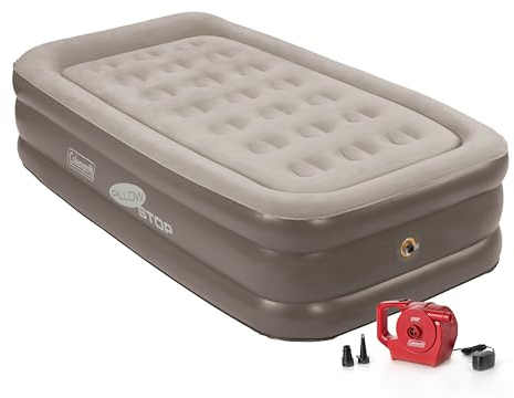 Coleman SupportRest Double-High 18 Twin Air Mattress | Indoor and Outdoor Raised Airbed with 120V Rechargeable Air Pump | Blow Up Air Mattress for Camping
