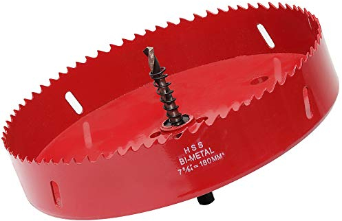 Sierra perforadora de 180 mm, acero rápido HSS M42, broca perforadora bimetálica, fresa de agujeros con vástago hexagonal y broca para madera, paneles de yeso y yeso