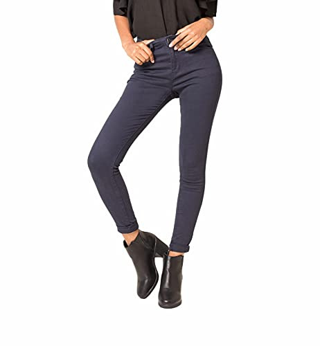 Nina Carter P109 dam skinny fit jeans hög midja smala byxor figurnära stretch jeans, Marinblå (P056-3), S (Smal)