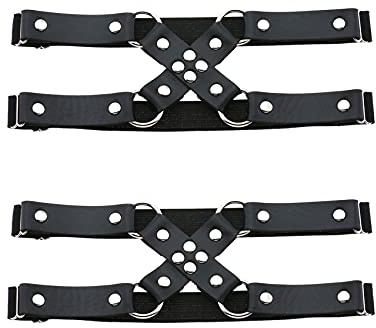 alisikee Adjustable Leg Garter Belt, Elastic Punk Cross Thigh Garters for Women, 1 Pair, Black, Adjustable