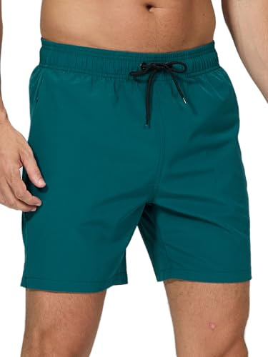 Arcweg Bañadores Hombres Pantalones Cortos Hombres Deportes con Malla Forro Elástico Correas Ajustable Bolsillos con Cremallera Secado Rápido Playa Verano Verde Oscuro L(EU)