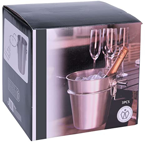 Spetebo Enfriador de champán de acero inoxidable con soporte de mesa, 20 cm, enfriador de botellas para colgar, champán, vino, champán, botellas, bebidas, cubitos de hielo