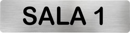 Becral® - Señal de acero inoxidable SALA 1 | Placa puerta INOX | Señal informativa | Cartel Puerta 200X50mm
