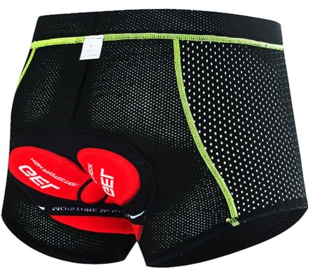 NuCamper Cykelshorts för Män, 5D Gel Vadderad Sittdyna, MTB Andas Shorts, Elastisk Snabbtorkande Undekläder, Mountainbike Underbyxor, Långdistanscykling, Herr Antislip Boxershorts