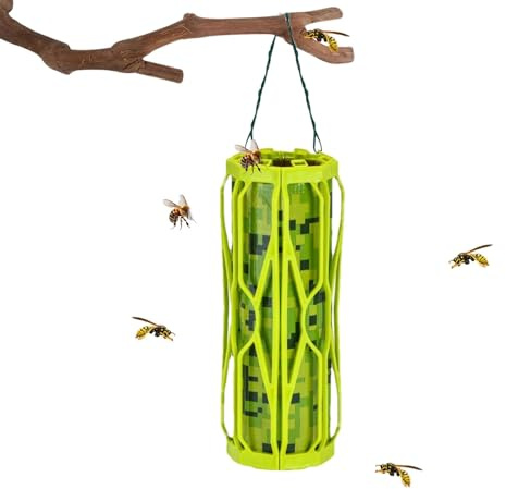 Utomhus getingfälla – 12 x 12 x 30 cm vattentät upphängningsbar getingfångare, bärbar effektiv bifälla, användarvänlig bifångare för arbetarbin, drottningsbin