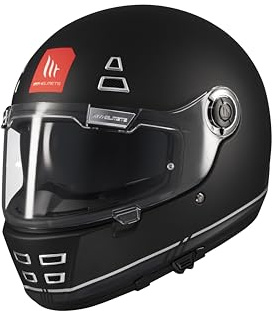 MT Helmets Jarama SV – Casco Moto Integral Retro con Visor Solar Retráctil Full Vision, Interior Lavable, Ventilación Avanzada y Calota HIRP | Homologado ECE 22.06 & DOT