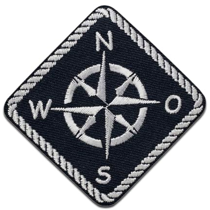Kompass Maritim - Aufnäher, Bügelbild, Aufbügler, Applikationen, Patches, Flicken, zum aufbügeln, Größe: 7 x 7 cm
