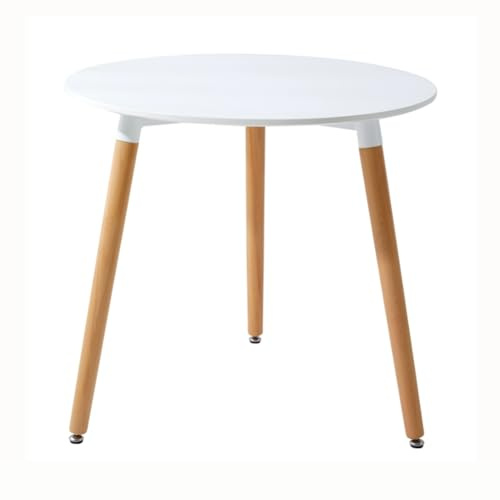 JHAISMAO Pequeño Redondo Mesa De Comedor Escandinavo Mesa para Ahorrar Espacio MDF Tablero De Mesa Blanco para Comedor Cocina Cafetería Restaurante, Patas De Haya(Size:60cm/23.4)