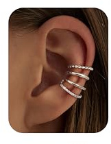 CASSIECA Cuff Pendientes Sin Agujero Ajustables Clip Hipoalergénicos Falsos Oreja Helix Puños de Cartílago Oro/Plata