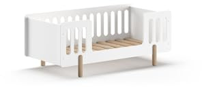 FurnLUX Barnsäng, vit, 79 x 150 x 61 cm, 27 kg, furu och MDF, montering krävs, rektangulär, med monteringsanvisning, med säkerhetsräcke
