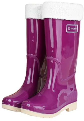 Botas Lluvia para Mujer Antideslizantes Ca?a Alta con Forro Polar Exteriores Invierno Senderismo Camping Uso Diario