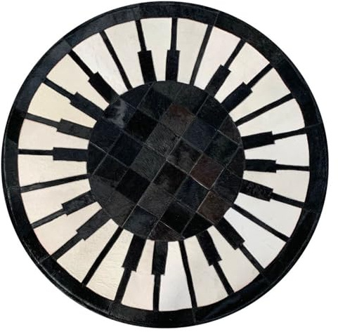 Suixtil Alfombra de Piel Vaca Lujo Redonda Cuero Hecha a Mano fácil Limpiar Sala Estar Vintage Patchwork Grande a para