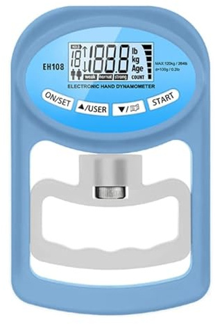 Dragprovningsmaskin, Greppstyrketestare 265lbs/120kg digital handdynamometer greppstyrkemätare USB LCD-skärm(Blue)