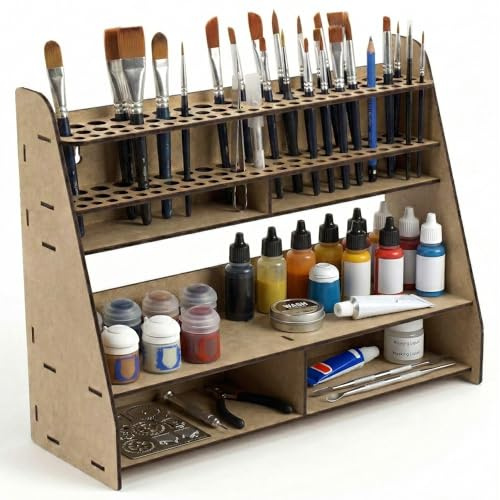 Organizer pennelli strumenti e vernici per modellismo miniature scaffale porta attrezzi tavolo e parete kit taglio laser belle arti hobby compatibile con Vallejo Citadel Army Painter AK